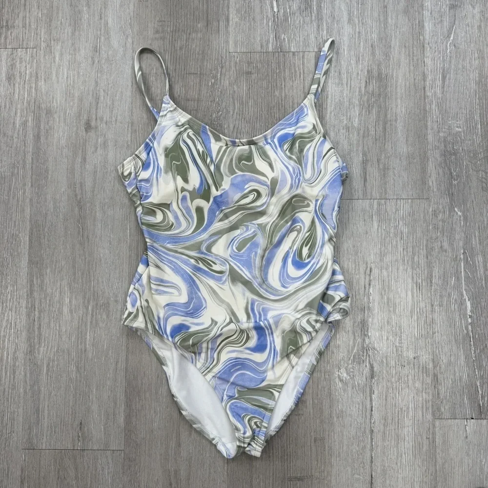 Hurley Blue & Green Swirl One Piece Bathing Suit - Size XL